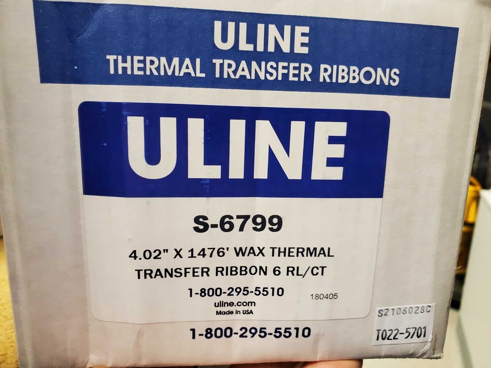 Uline S-6799 Industrial Thermal Transfer Ribbon - Box Of 6