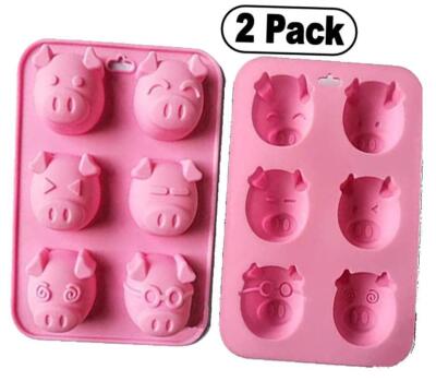 (2er Pack) 3D PigFace Silikonform Eis, Joghurt, Süßigkeiten, Süßigkeiten, Gelee, Wachs, Schokolade, Mu