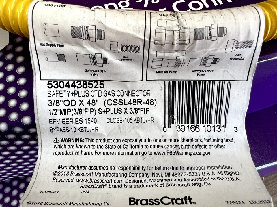 4 фута длиной 3/8 дюйма с покрытием газовой сушилки соединитель совершенно новый в коробке упаковка из 1 - Изображение 4 из 4