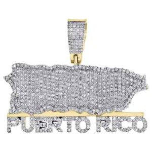 Authentic The Boricua Soul: Radiant Moissanite Map of Puerto Rico