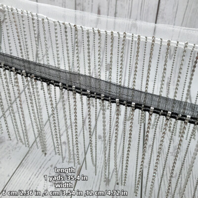 1 Yard Perlen Strass Quaste Fransen Kette Glitzer Borte Nähen Zum Selbermachen Handwerk