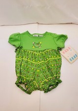 Vintage Baby Girl 1pc. Outfit 3-6 Mo. New W/Tags "Tiny Tots" 1 pc. Green