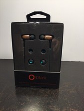 Onyx Genuine Wood Wired in-Ear Headphones with Sound Isolation Turquoise Cord