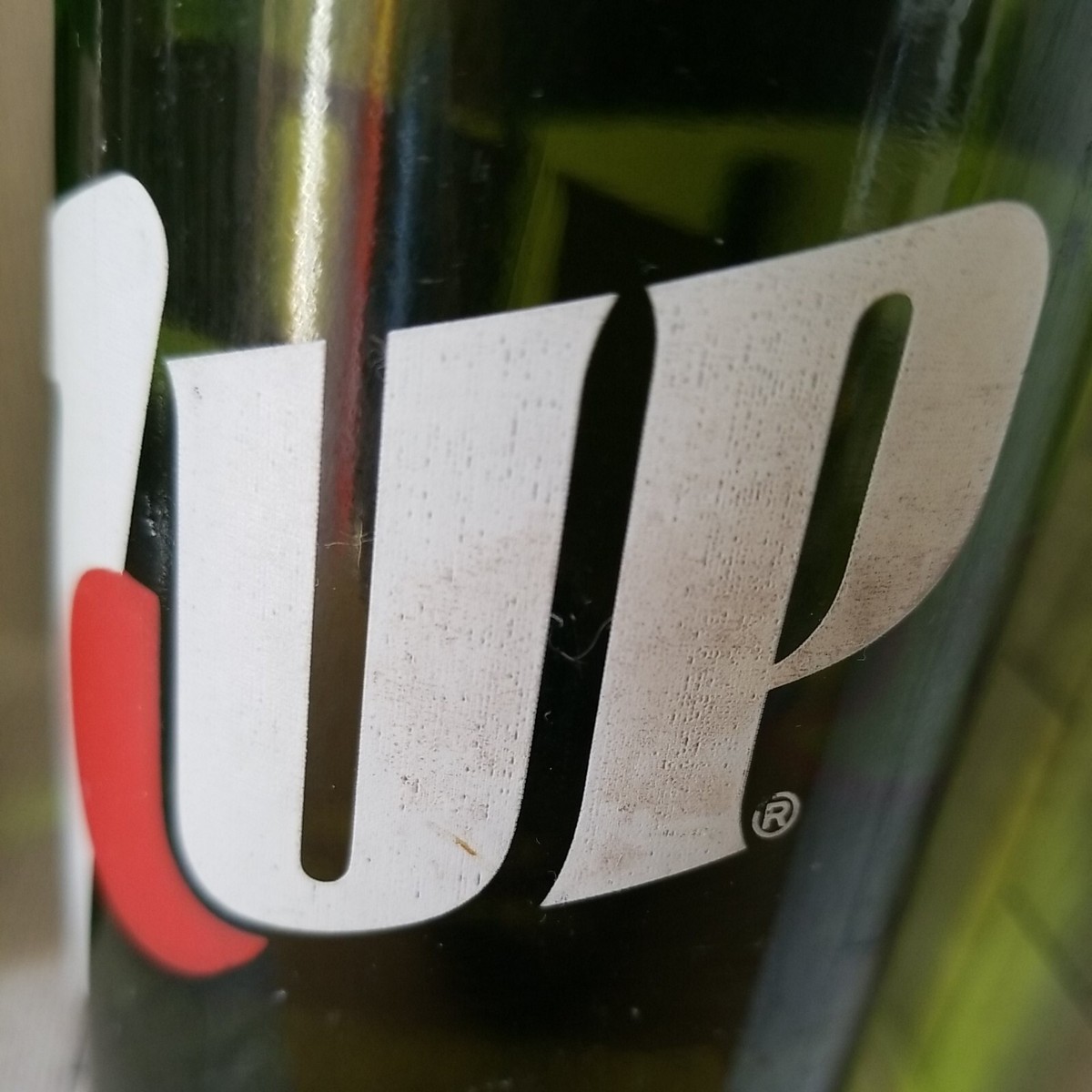 Vintage 7UP Green Glass 16 oz Soda Pop Return For Deposit Bottle