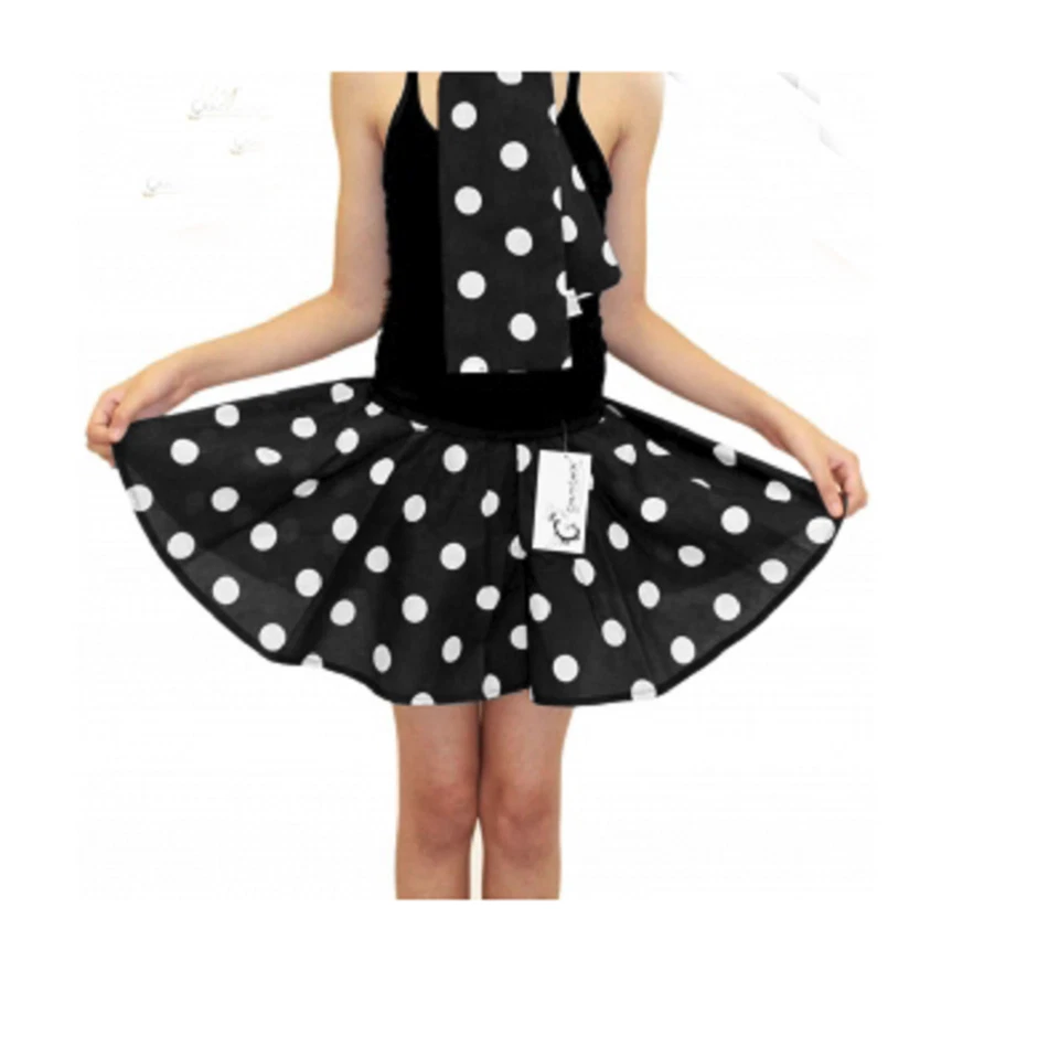 Niñas Edad 5-10 Años 50 y 60 Estilo Lunares Grasa Vestido Elegante Falda Rosa Foto 2 de 4