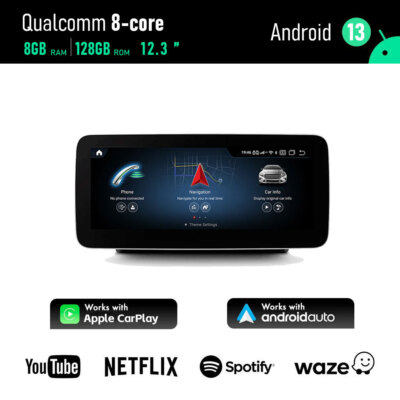 12.3'' Apple CarPlay Screen For Mercedes GLA CLA A W176 C117 Android 13 Auto Navi