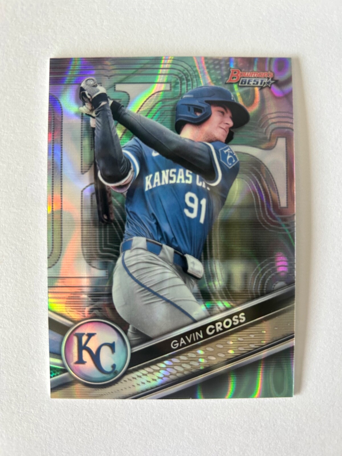 2022 Bowman’s Best Gavin Cross Aqua Lava Refractor SP #172/199 Royals Card #TP-5