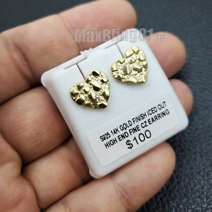 Authentic Gold Plated Golden Nugget Heart Pendant Necklace & Earrings Set