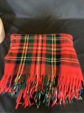 Vintage Red Plaid Blanket Throw Camp Stadium 58 x 56 with Fringe