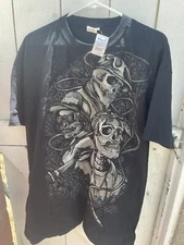New Mens size X-Large Compton Skeleton Skulls T-Shirt Black 100%  HD Cotton New