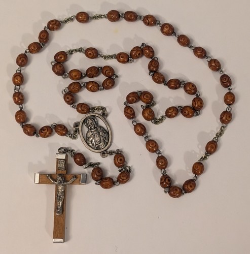 Rosario Vintage - Made In Italy - Croce Legno Perline Cattoliche - Accessorio Religioso - Foto 2 di 23