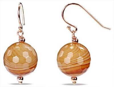 Amour Ohrringe rosévergoldet Sterlingsilber 35 kt TGW facettiert gestreift Kaffeeachat