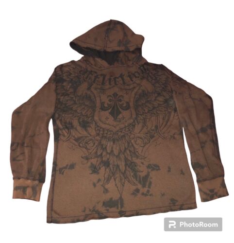 affliction Hoodie Reversible Rare Angel wings Distressed Size M - Picture 1 of 12