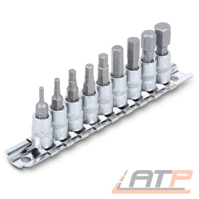 BGS BIT-EINSATZ-SATZ - ZOLLGRÖßEN - 1/4'' - INNENSECHSKANT 3/32'' - 3/8'' - 9-TLG.