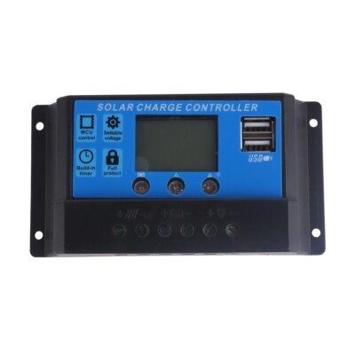 30A PWM Solar Panel Regulator Battery Charge Controller LCD Dual USB ...