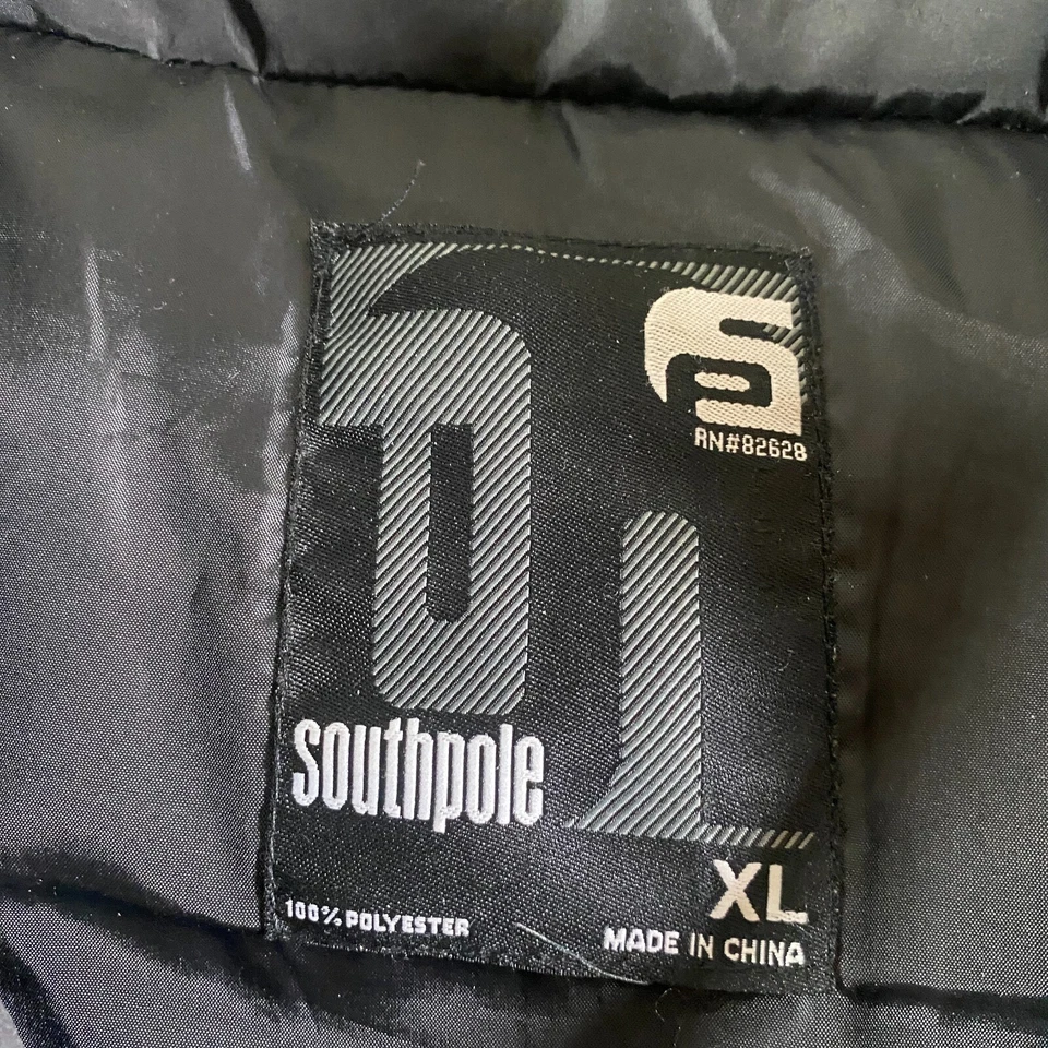 Chaleco acolchado Y2K Polo Sur cremallera completa para hombre talla XL negro peso pesado Foto 3 de 4