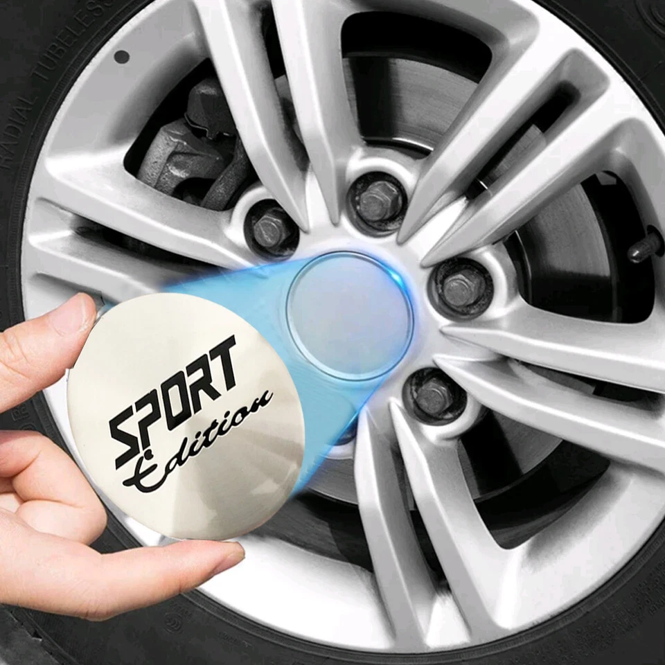 Cubierta central de rueda de coche edición Sport de 56 mm 4 piezas tapacubos emblema insignia pegatina Foto 3 de 4