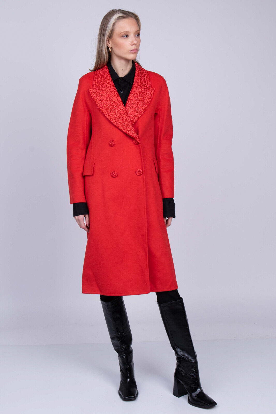 ERMANNO SCERVINO Cashmere Angora & Wool Topcoat Size IT 38 / XXS-XS  RRP$1955 Red