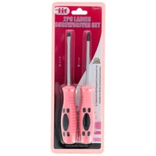 IIT 2pc 4" Ladies Pink Screwdrivers #2 Screwdriver 1/4" Slotted Driver Set 88300