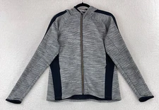 Athleta Snowscape Quilted Hoodie Jacket Womens Large Gray Long Sleeve Full Zip