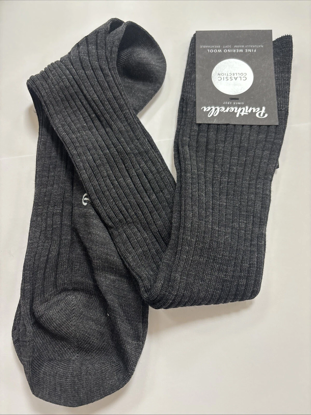 Pantherella Men’s Fine Merino Wool Socks Size 10-12 Laburnum Charcoal Freepost