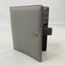 Cloth and Paper Foundations 6 Ring Ash Gray Leather Agenda Planner A5 Binder