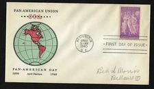 #895 3c Pan American Union - Linprint FDC 