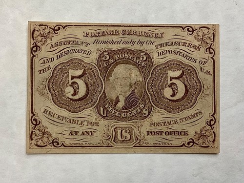 ~ FR 1230 5 CENTS FIRST ISSUE FRACTIONAL CURRENCY NOTE - WITH ABC MONOGRAM