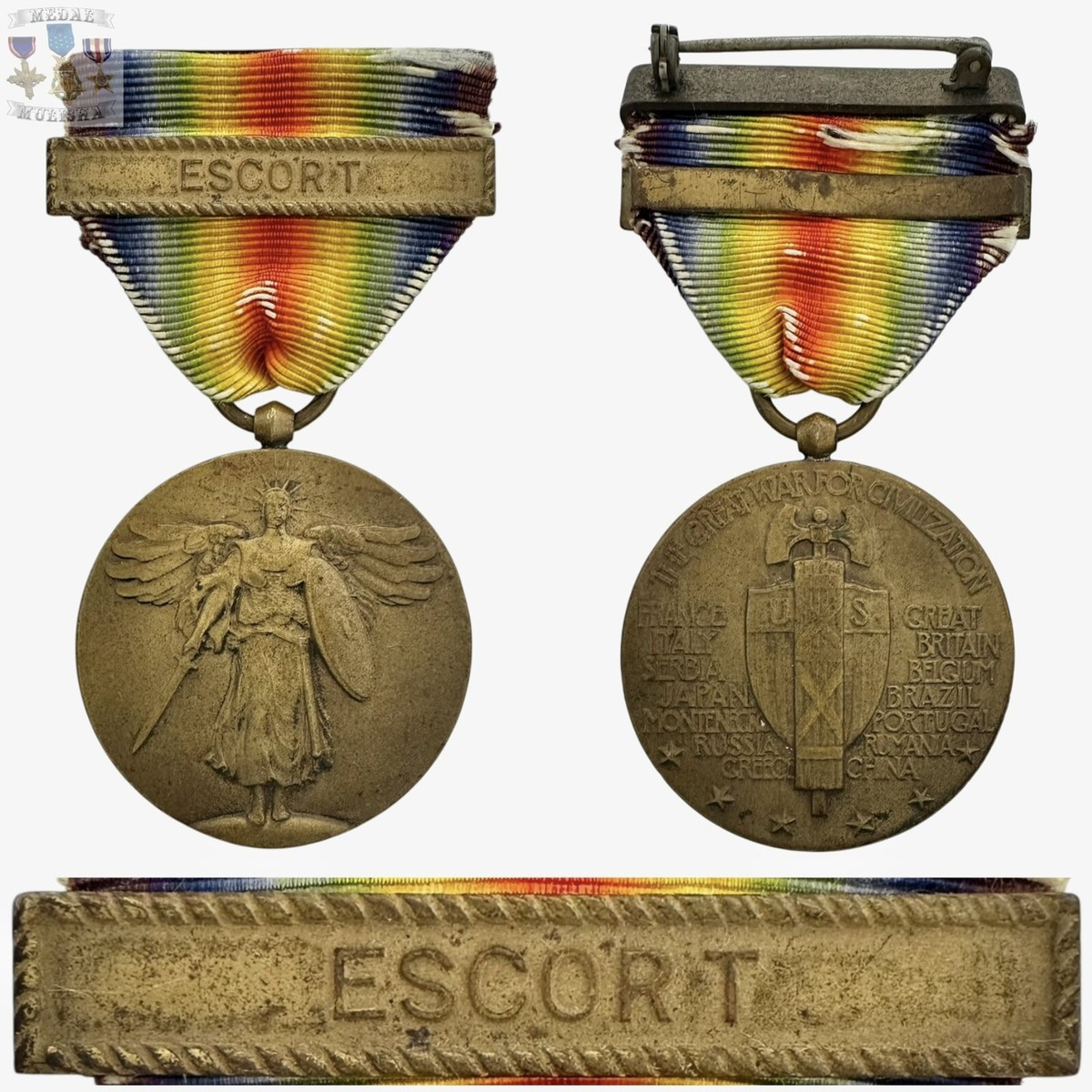 WW1 US NAVY VICTORY MEDAL ESCORT CLASP BAR WWI GREAT WAR FOR