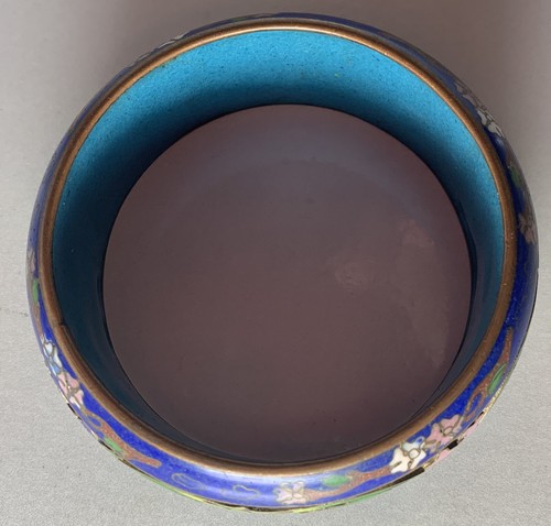 Auténtico brazalete de flor ancha esmaltado Cloisonne diseño verde azul envío gratuito a nosotros - Imagen 4 de 4
