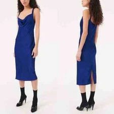 BAUM UND PFERDGARTEN Agamora Womens Size 36/Small Midi Blue Cowl Neck Dress