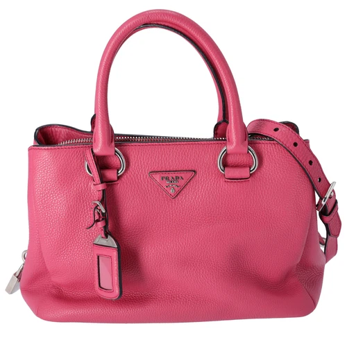 Borsa a mano PRADA triangolo logo triplo scomparto BN2853 pelle rosa