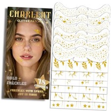 Glitter Freckles Face Tattoos - 36PCS Gold Sparkle Freckles Temporary Makeup