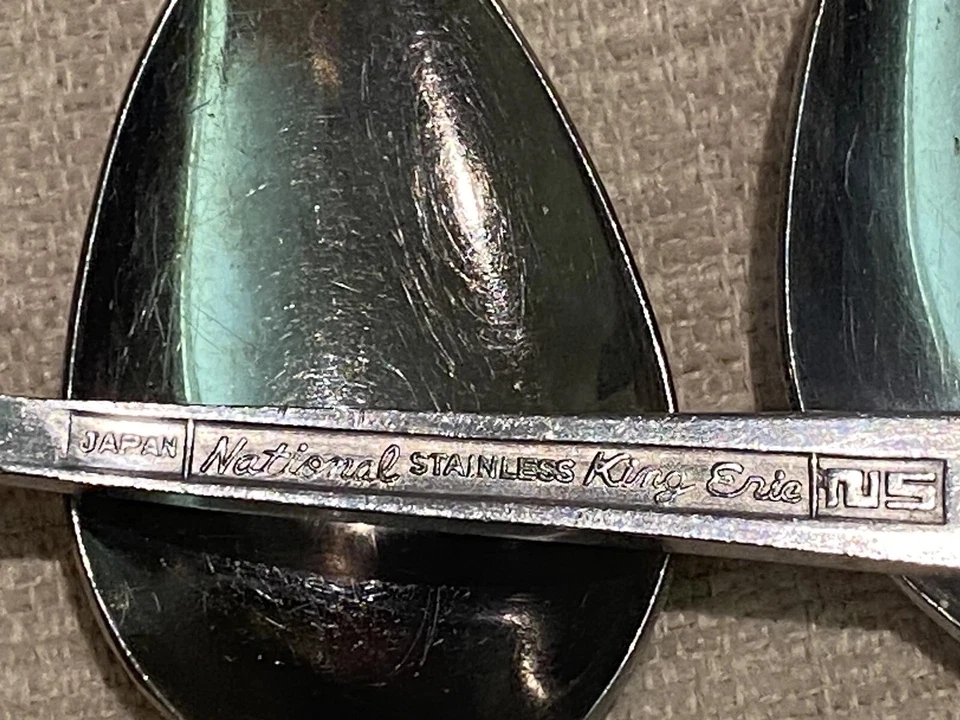 8 Pc Lot National Silver Stainless KING ERIC Spoon Teaspoon Salad Fork Knife - Image 3 of 4