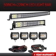 LED Light Bar 50 Inch and 22 Inch Curved with 4X 4Inch 60W LED Pods for Trucks