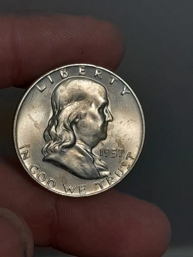 1957- D Franklin Half Dollar BU FBL