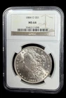 1884-O Morgan Silver Dollar Old Holder NGC MS64 Great Eye Appeal Strong Strike