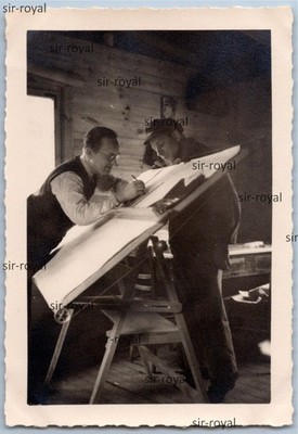 Draftsman on Drawing Board - 1930s - Work Profession - Photo 6x9cm