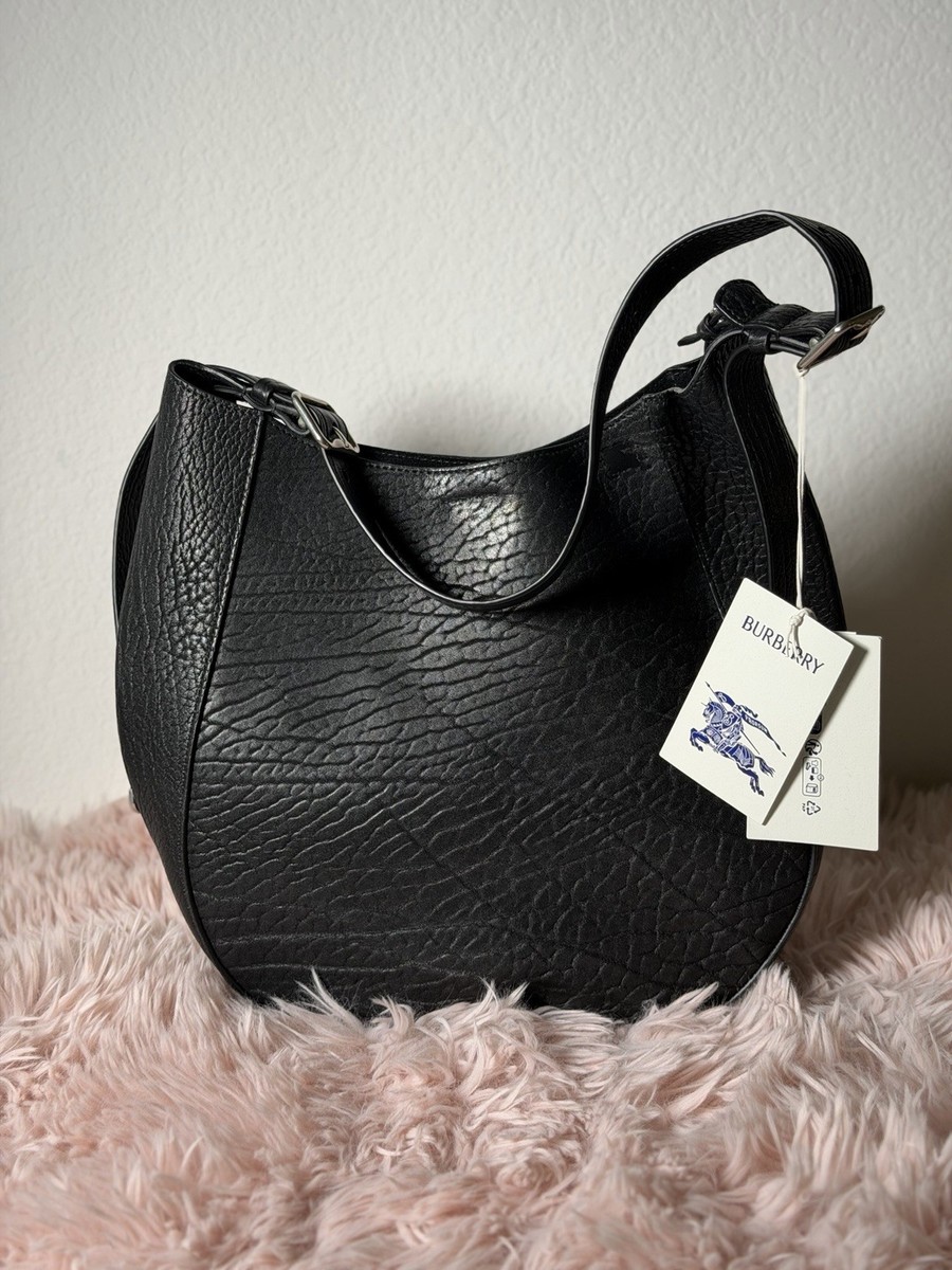 Burberry Pebbled Black Leather Shoulder Bag with Original Dust Bag