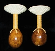 VINTAGE HAWAII 'ULI 'ULI RATTLE No Feathers Gourd  Hula  8 1/4" Tall