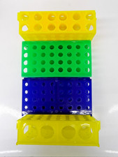 4 Way Tube Rack Holder  Assorted Colors  7” x 3 ½” x 2"  (L x W x H)  Lot of 4