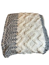 Ink Ivy Pillow Shams 2 Navy White Striped Geometric Pattern Chenille 19.5 X 26.5