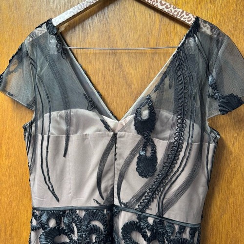 JS Collections Soutache Short Sleeve Lace Cocktail Dress Black Nude 12 - Picture 6 of 12