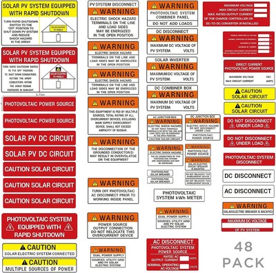 Photovoltaic Solar System Installer Label Kit | 2020 | 2017 Code | Electrical...