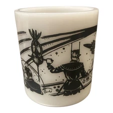 Vintage Milk Glass Outer Space Astronaut Childs Mug Hazel Atlas Buck Rogers