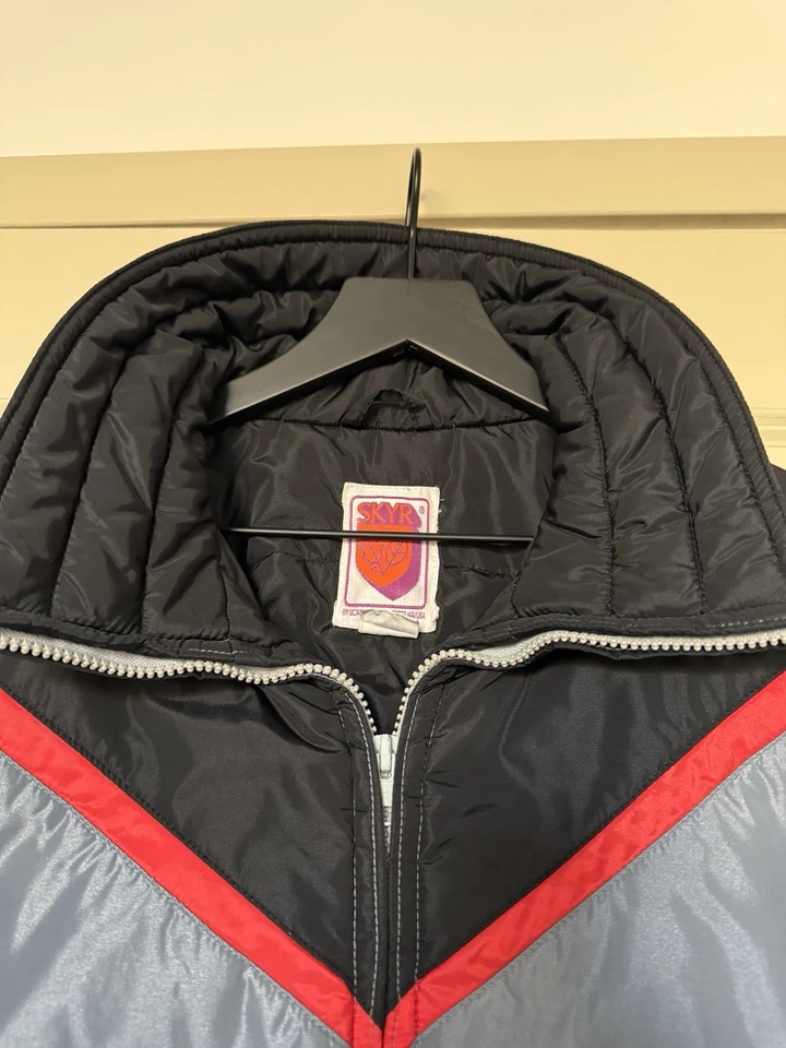 Chaqueta de esquí Skyr vintage acolchada azul iridiscente para hombre, talla grande hecha en Japón Foto 3 de 4