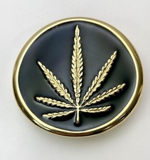 Marijuana Gold And Black Cannabis Weed Leaf Belt Buckle 2.5  X 2.25  Vintage