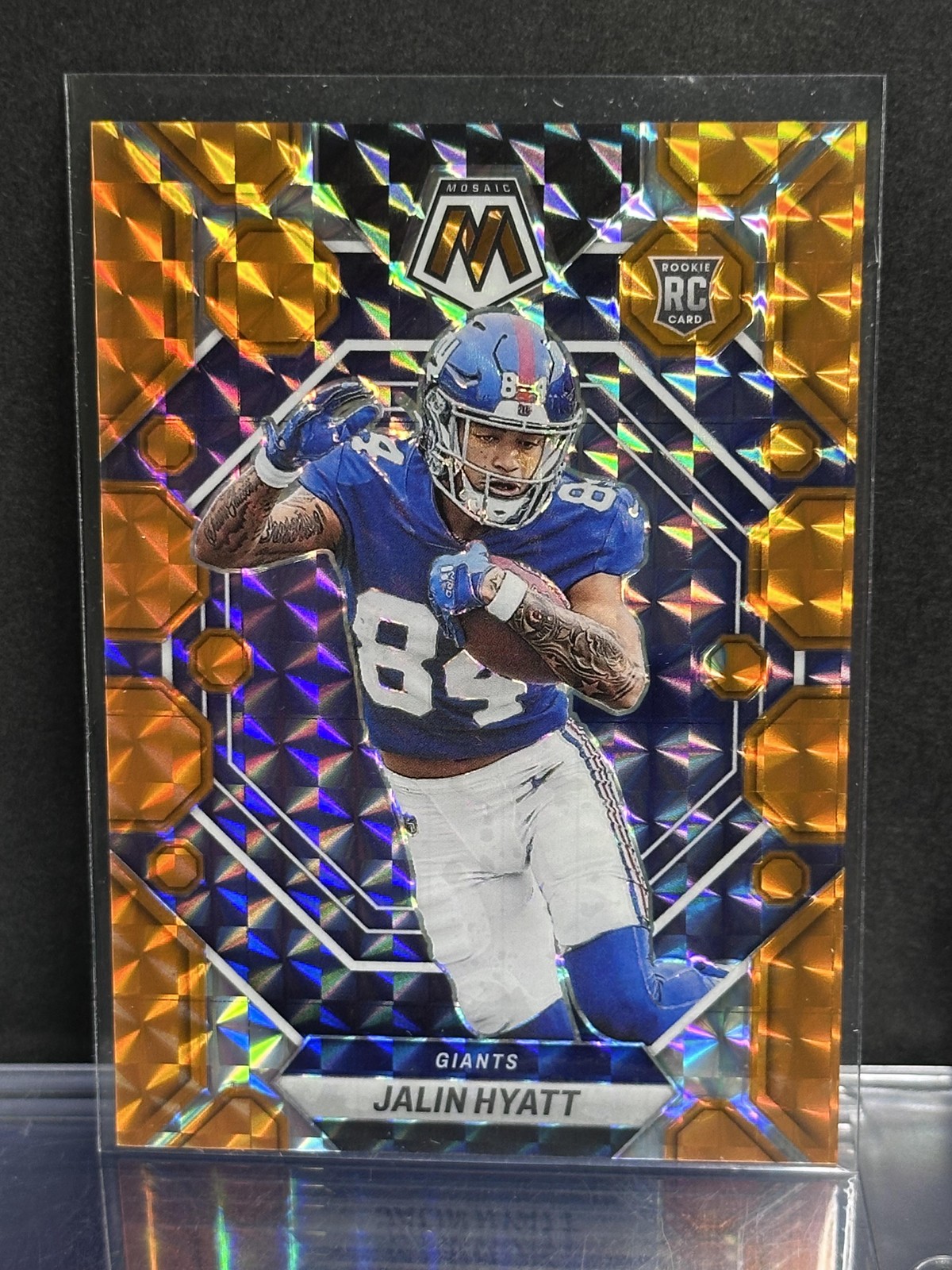 2023 Panini Mosaic #329 Jalin Hyatt Orange Mosaic #/199 New York Giants Rookie