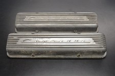 Original Pair 7-fin Aluminum Valve Covers Wcasting Error 1966l-1967 Corvette
