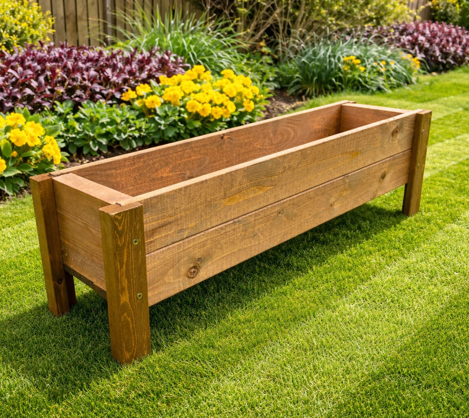 Wooden Garden Planter Flower Raised Feet Bed Plant Pot Window Boxes